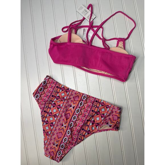 NWT Cupshe Two Piece Bikini Swimsuit Pink Triangle & Bralette Cheeky BUNDLE Sz M - Picture 4 of 6